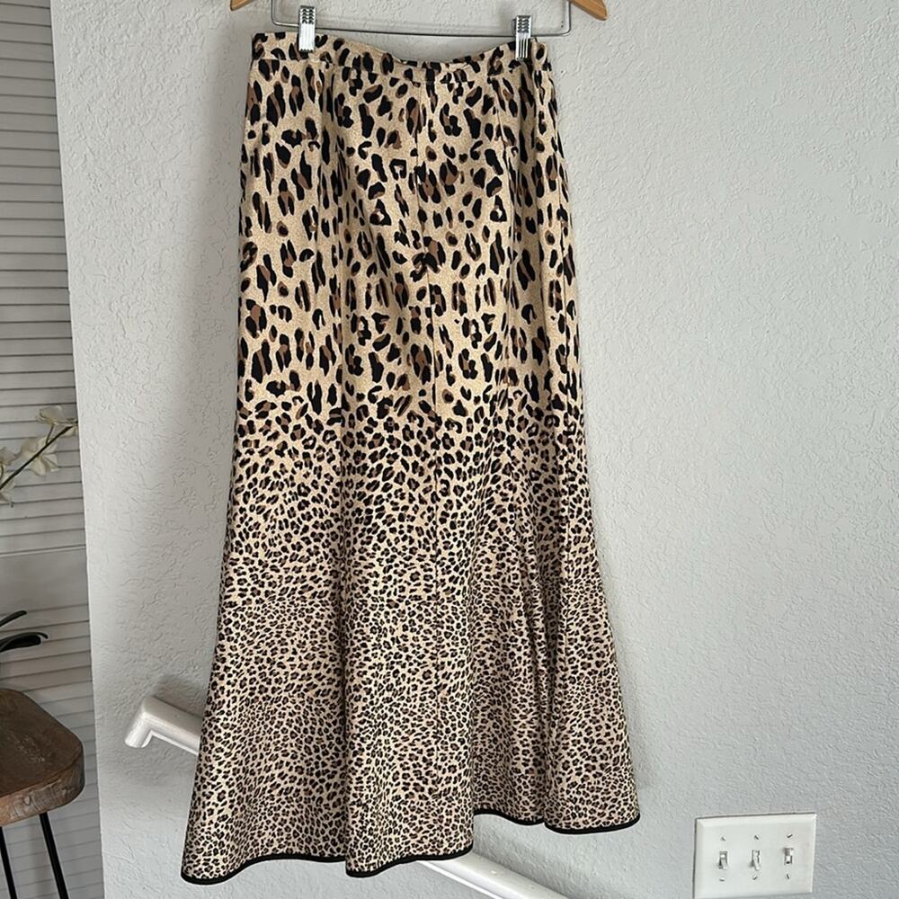 Vintage Odeliah Cheetah Animal Print Maxi Skirt Mermaid Size 10 Stretchy Fall